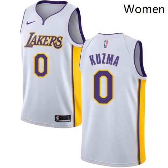 Womens Nike Los Angeles Lakers 0 Kyle Kuzma Swingman White NBA Jersey Association Edition